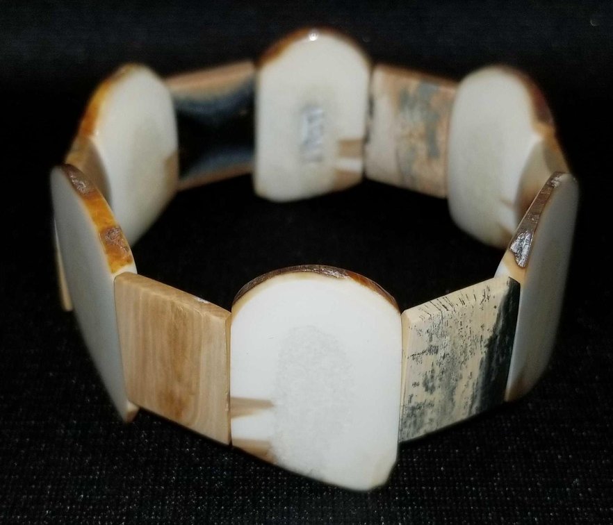 Fossilized walrus and mammoth ivory bracelet 
