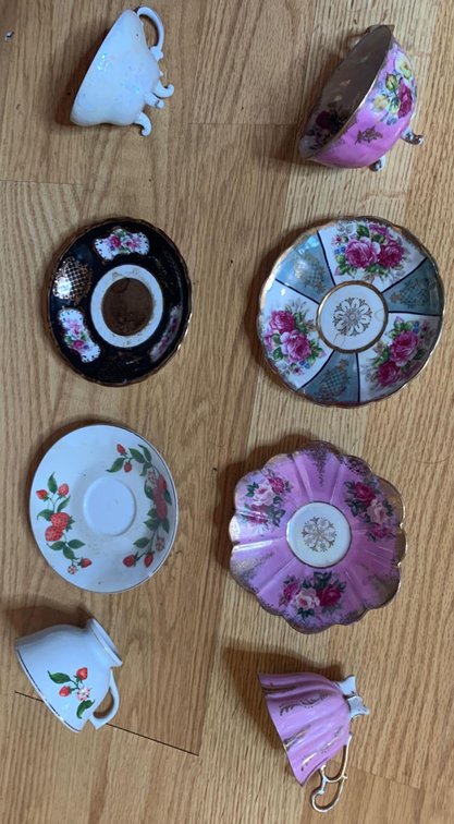 Fine China-4 Tea Cups & 4 Plates