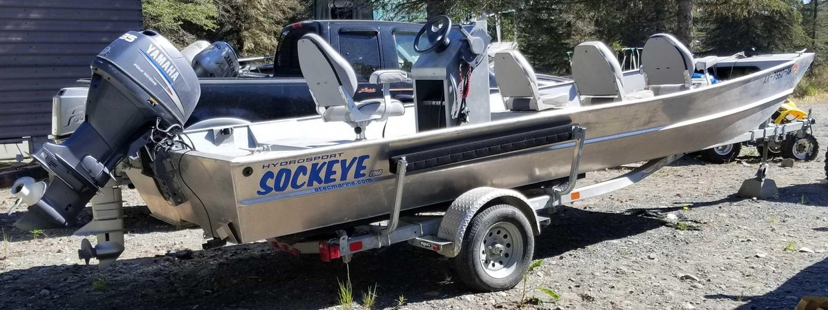 2009 20' 6" Hydrosport Sockeye Aluminum river boat w/ 35HP Yamaha and 9.9HP Honda 4 stroke outboards 
