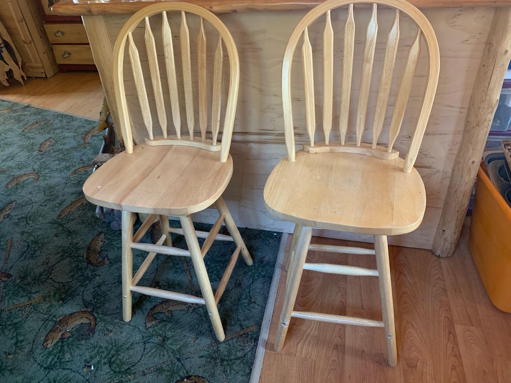 2 Identical Wood Barstools 