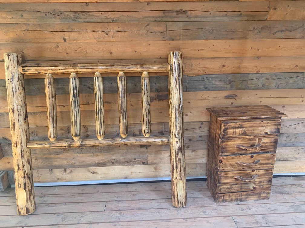 Full size Log Headboard & Dresser