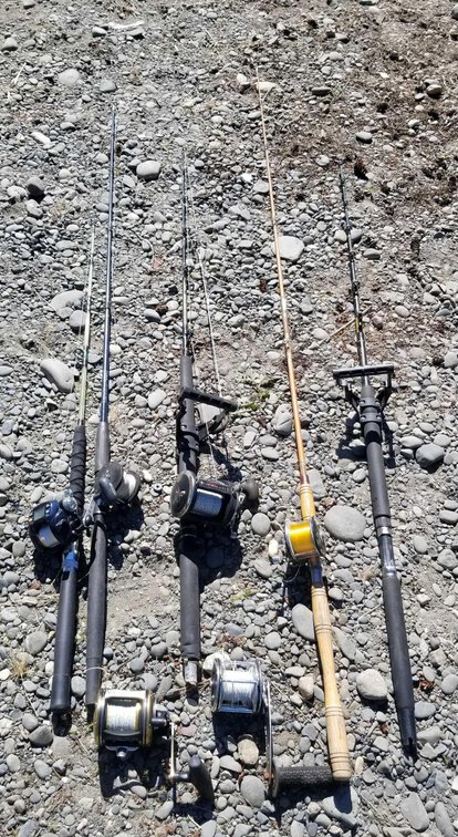 Lot of halibut rods and reels 