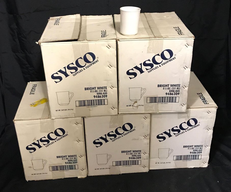 8.5oz Sysco ceramic coffee mugs