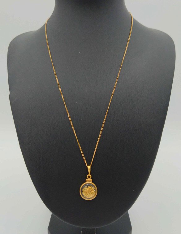 Gold Nugget Bezel Pendant & Gold Filled Chain