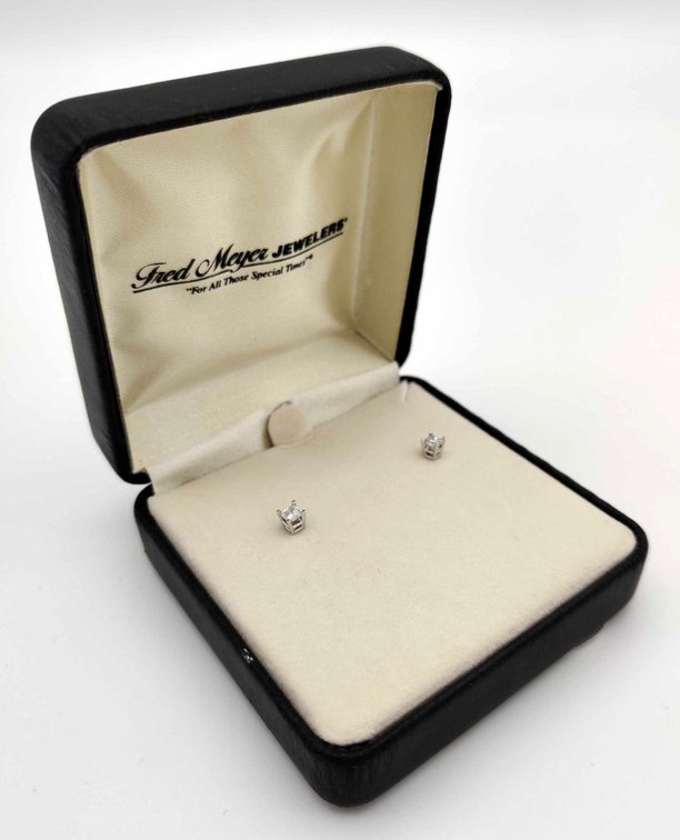 Diamond & 10K White Gold Stud Earrings