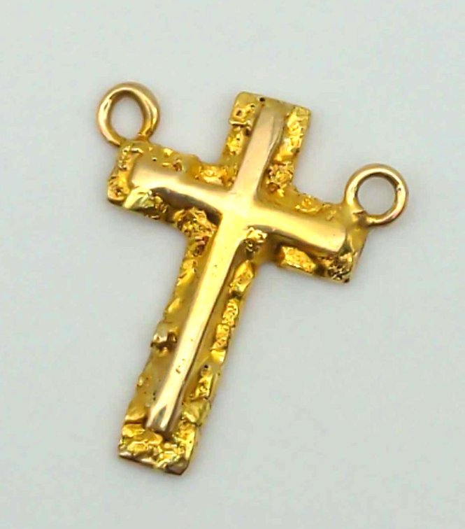 Fused Yellow Gold Nugget Cross