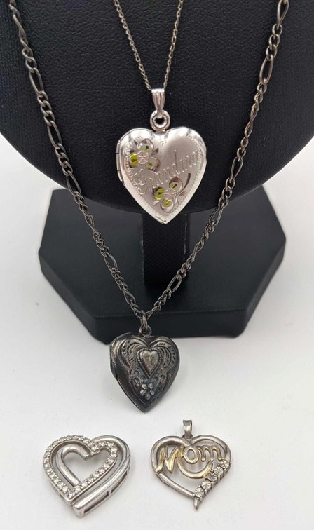 Assorted Sterling Silver Pendants, Lockets & Chains