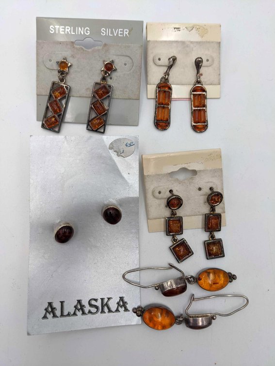 Amber & Silver Earrings
