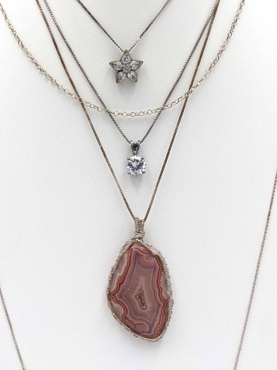 Five Sterling Silve Necklaces 