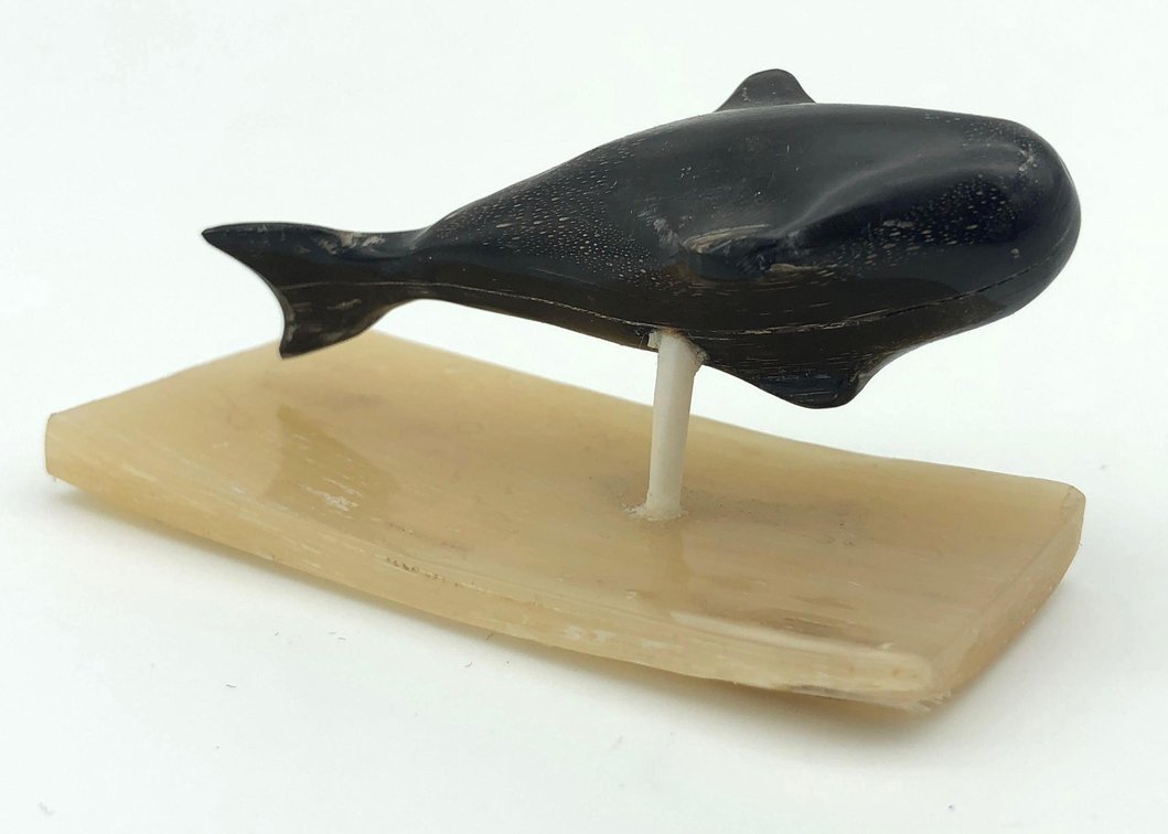 Baleen Whale Carving on White Baleen Base