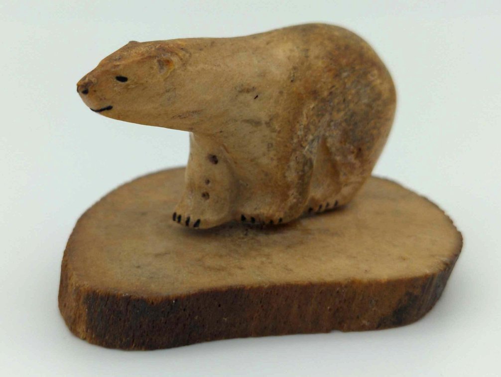 Fossilized Bone Carving of Bear 