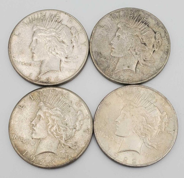 4x Silver Peace Dollars 