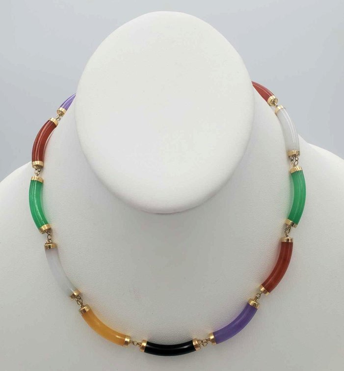 14k Gold & Polished Stone Necklace