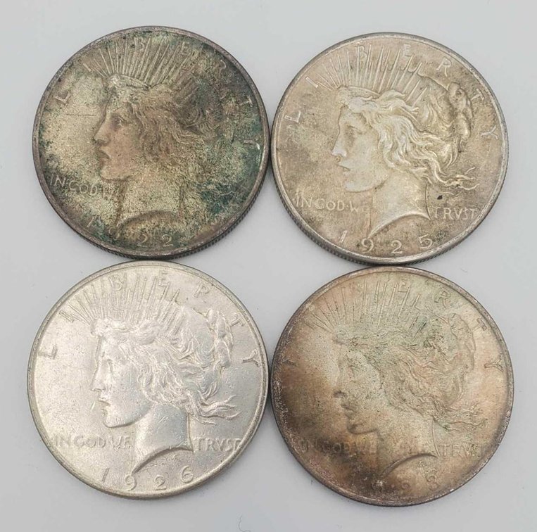 4x Silver Peace Dollars 