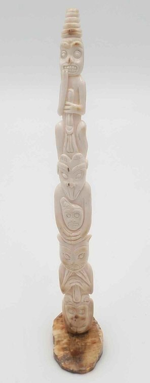 Fossil Ivory Carved Totem Pole 