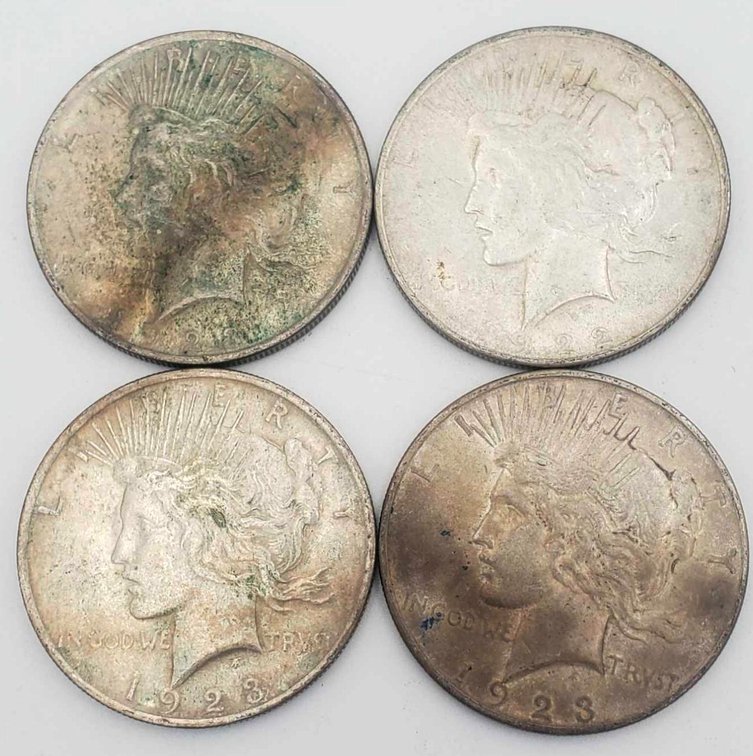 4x Silver Peace Dollars 