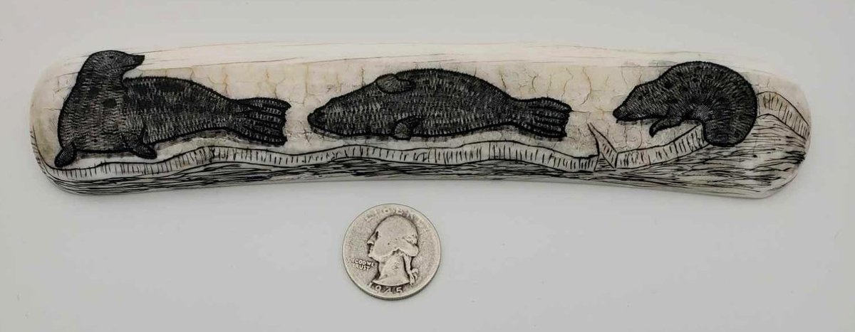 Fred Mayac Scrimshaw Seal Scene 