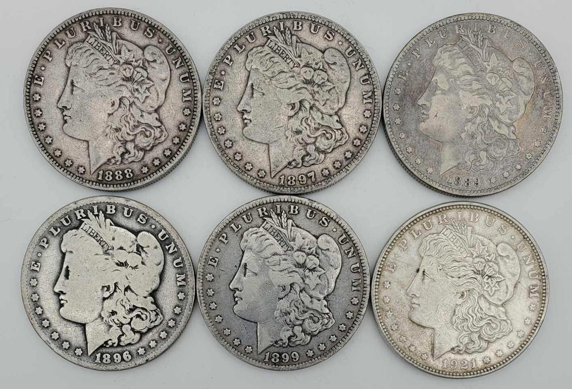 6x Morgan Silver Dollars 