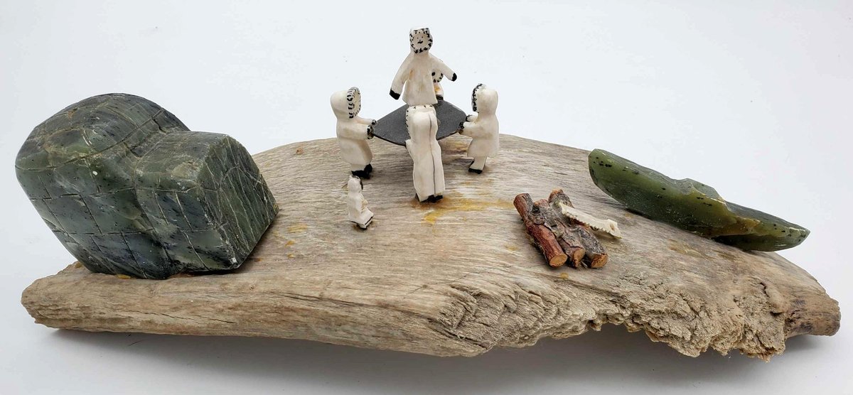 Antler, Ivory & Soapstone Blanket Toss Diorama