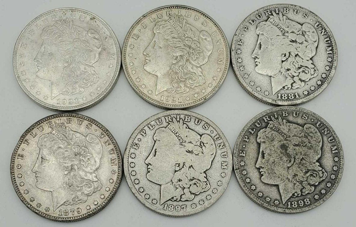 6x Morgan Silver Dollars 