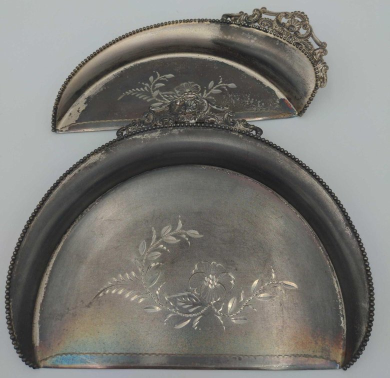 2x Quadruple Silver Plated Crumb Trays 