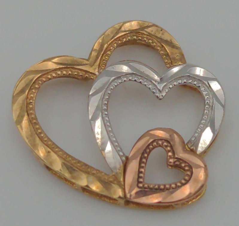 10k Multi-Color Gold Heart Pendant