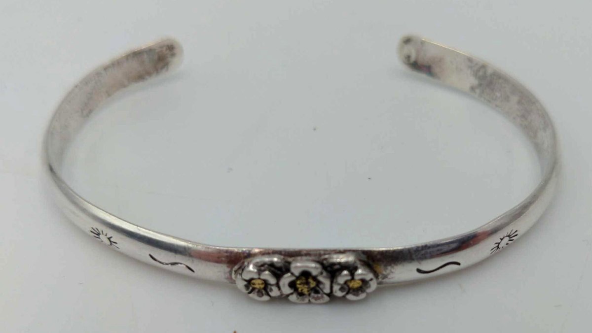 Sterling Silver & Gold Nugget Bracelet