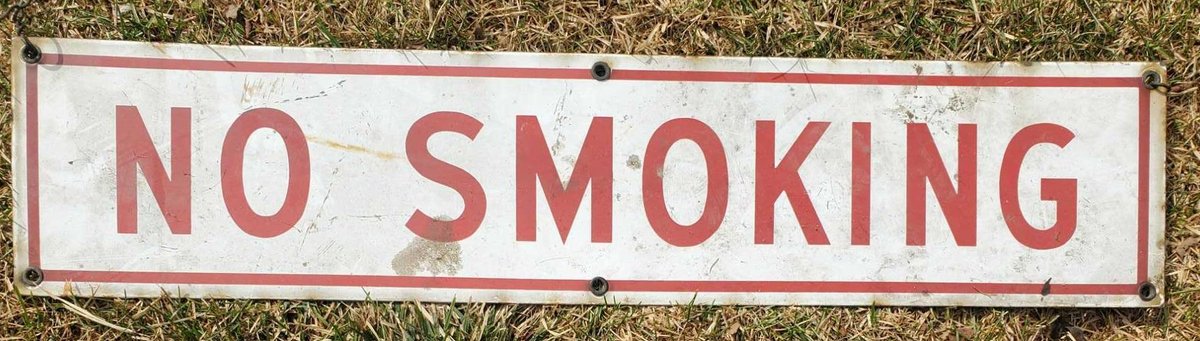 Vintage Enameled "No Smoking" Sign 