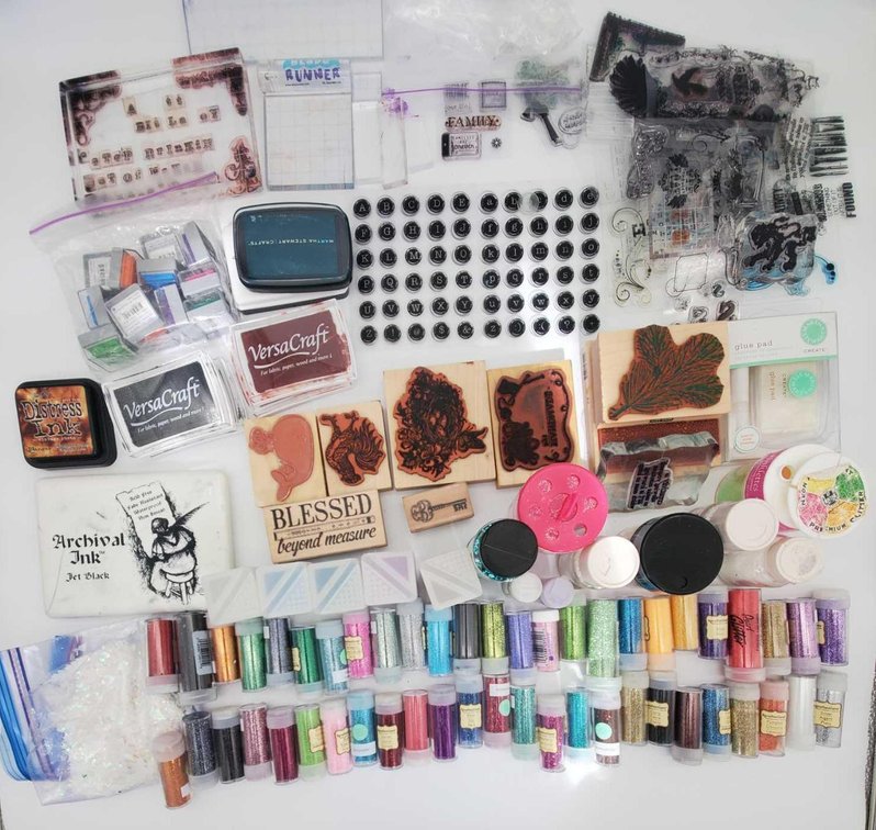 Collection of Stamps & Glitter