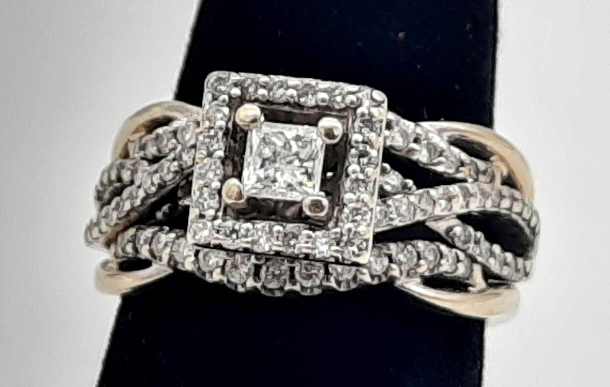 14K White Gold & Diamond Engagement & Wedding Set