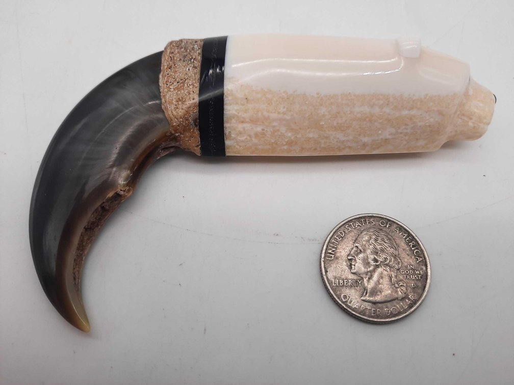 Large Bear Claw in Carved Ivory Handle