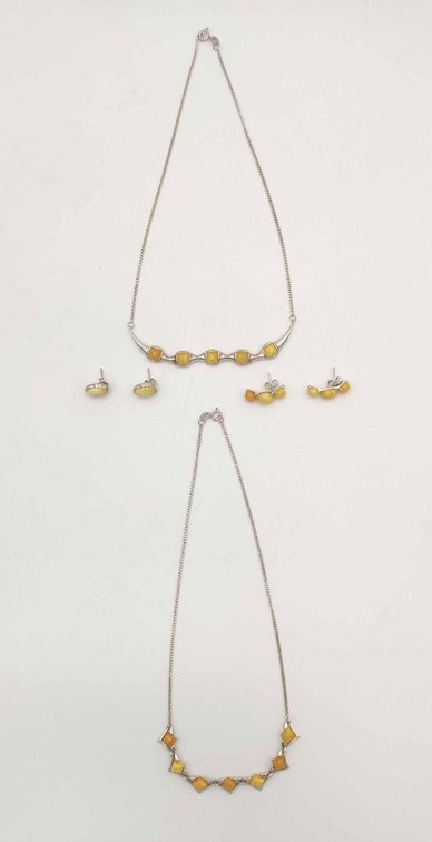 5x Amber & Sterling Necklaces & Earrings