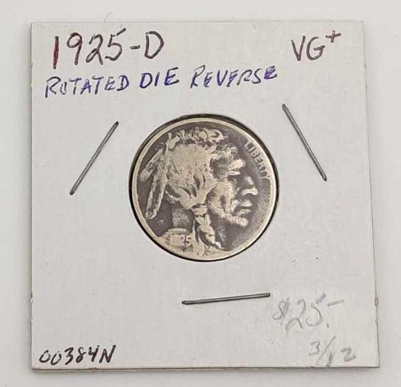 1925-D Buffalo Nickel w/Rotated Reverse Die 
