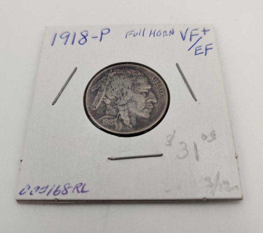 1918-P Buffalo Nickel w/Full Horn 