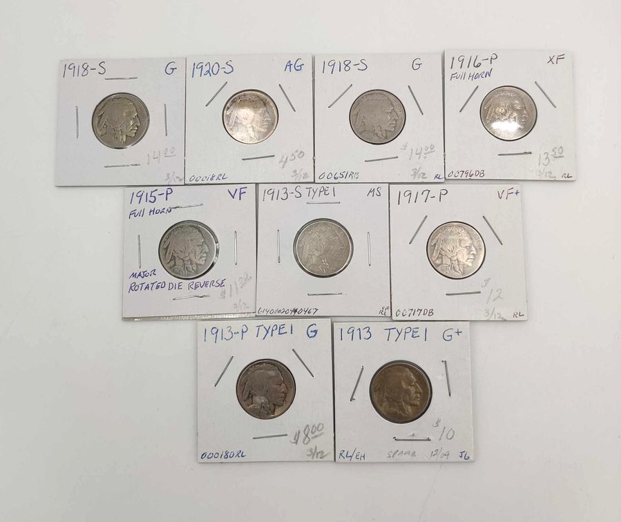 9x Buffalo Nickels 