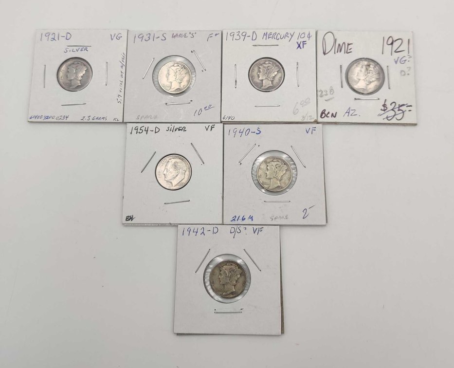 7x Silver Dimes 