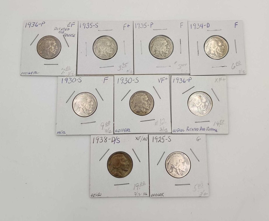 9x Buffalo Nickels 