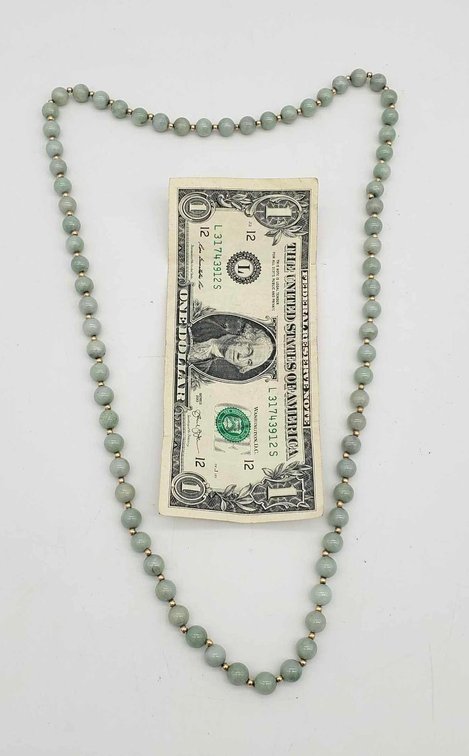 14k Gold & Jadeite Bead Necklace 