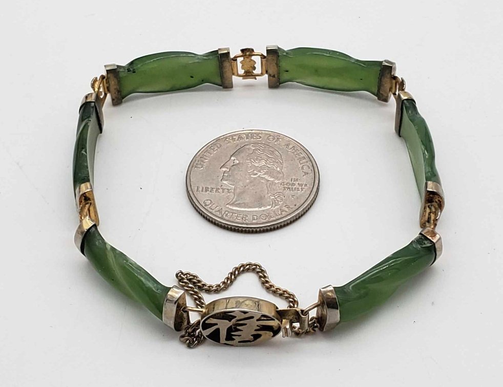 Sterling Silver  & Jade Bracelet 