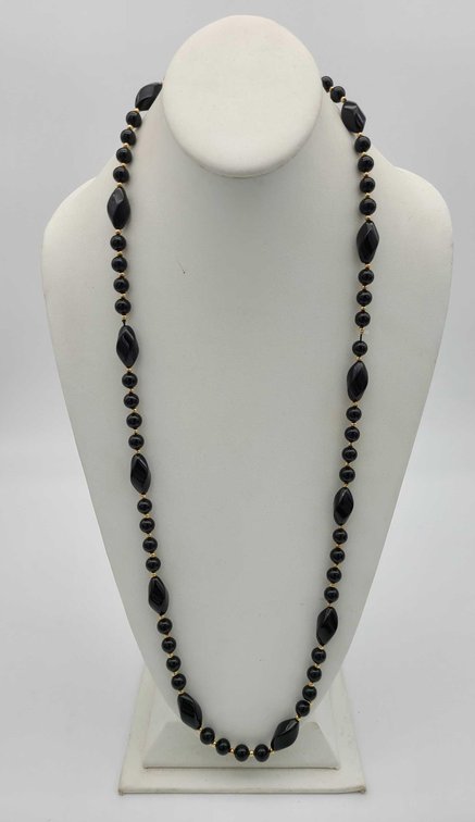 Xl Onyx Necklace w/14k Gold Beads