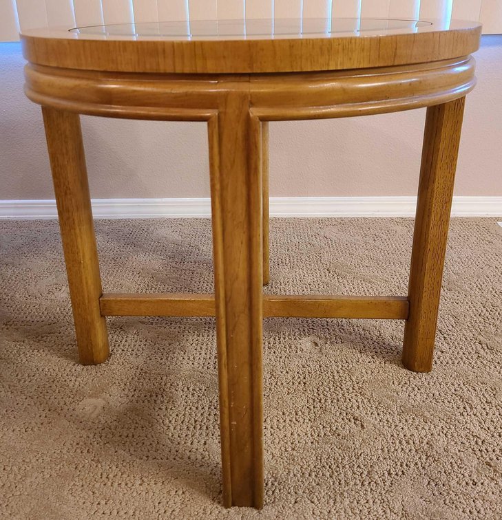 Wood Side Table w/Glass Top