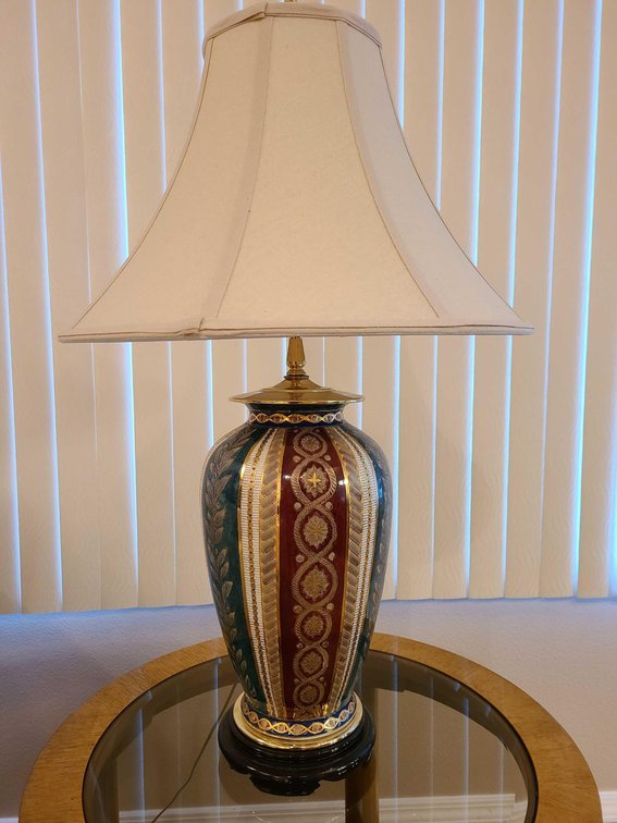 Hand Painted Porcelain & Gold Gilt Lamp