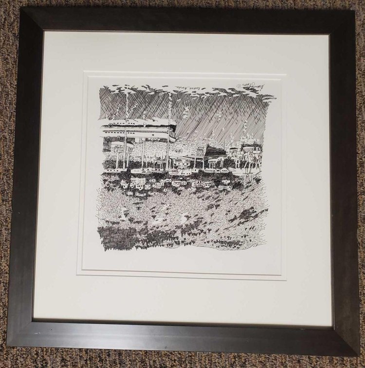 Gail Niebrugge "Kodiak Harbor" Original Pen & Ink Drawing 