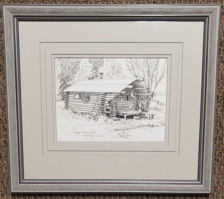 Gail Niebrugge "Nugget Creek Cabin" Original Pen & Ink Drawing