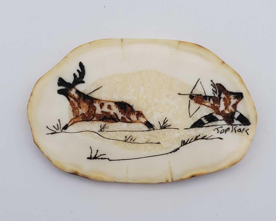 W.D. Topkok Scrimshaw Ivory Panel