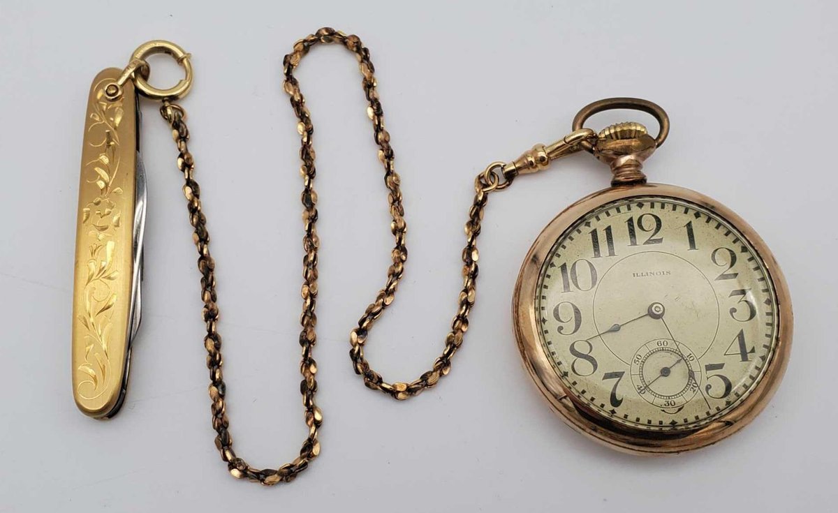 Size 16 Illinois Openface Pocket Watch w/Knife