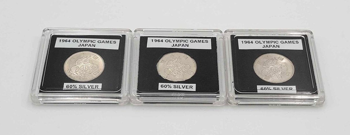 3x 1964 Olympic Games Japanese Silver Coins