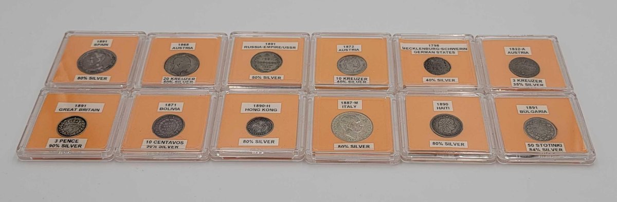 12x Silver Coins 1798-1891