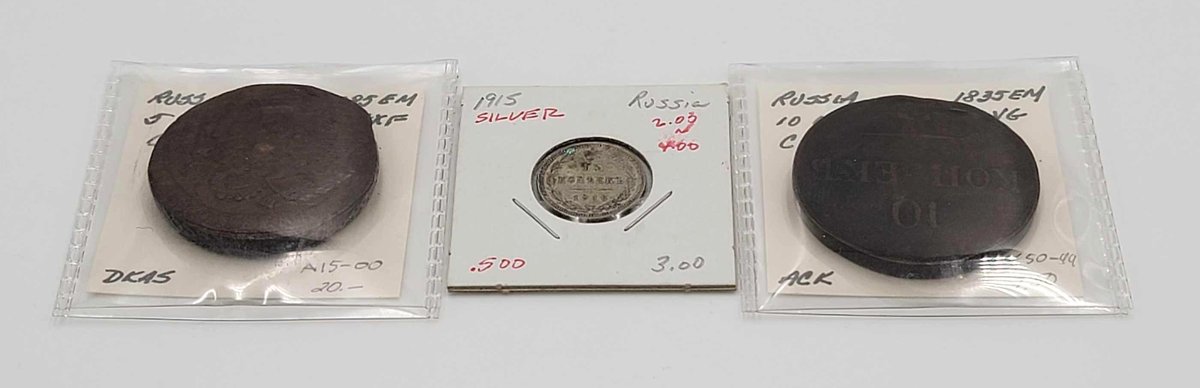 3x Russian Coins 1735-1915