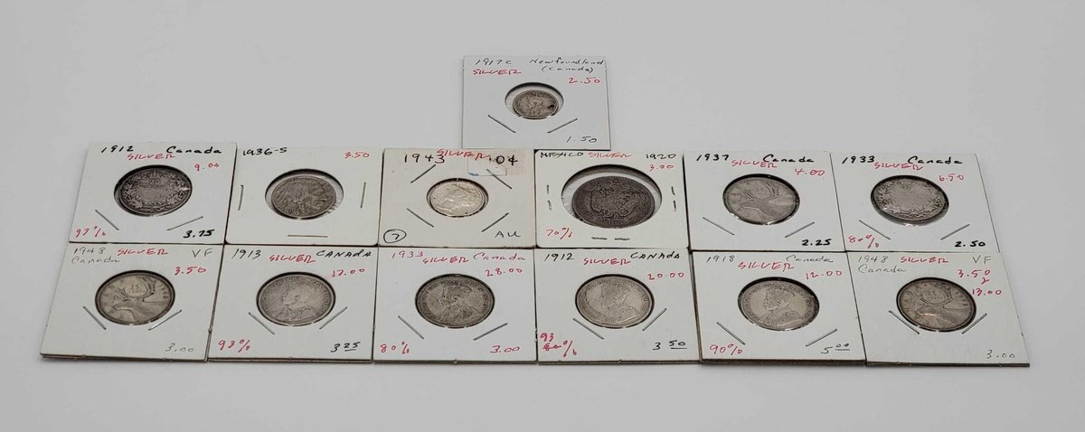 13x North American Silver Coins 1912-1948